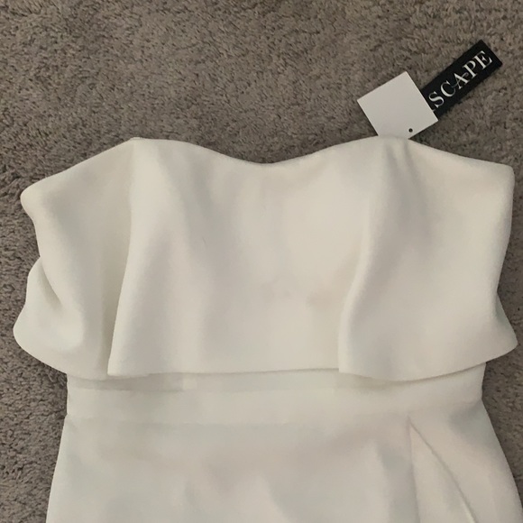 Xscape White Ruffle Strapless Dress - NWT - Picture 5 of 7